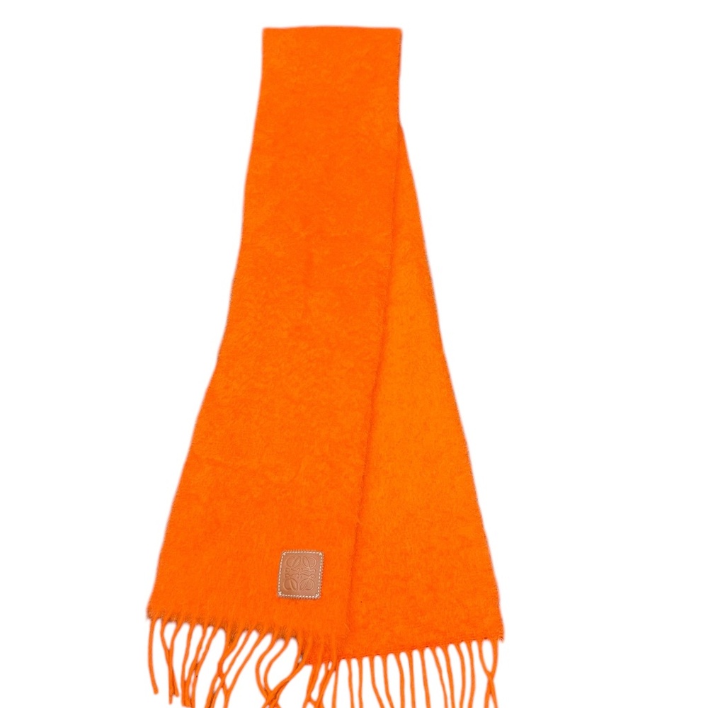 Loewe Anagram Mohair & Wool Scarf in Bright Orange unisex